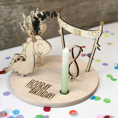3D personalisierter Geburtstagsteller Banner mit Dip Dye Kerze