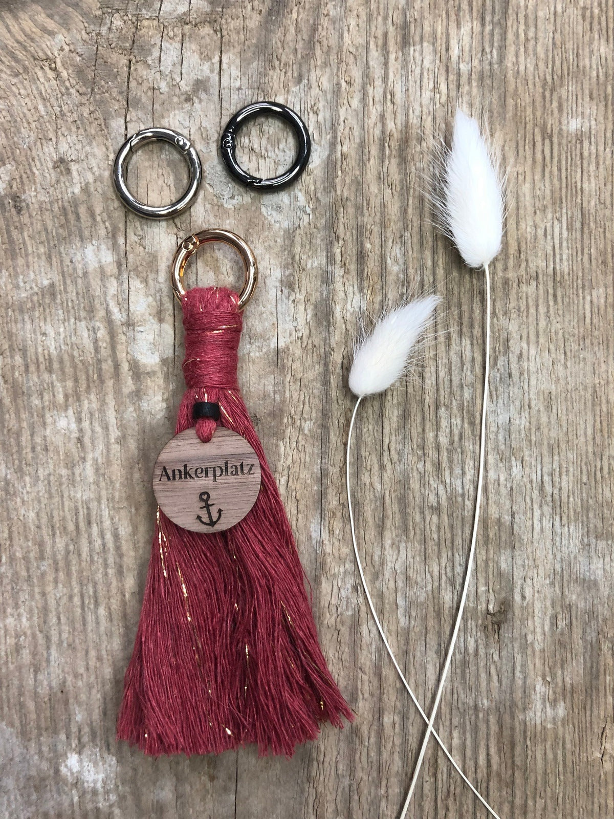 Tassel | Quaste personalisierter Schlüsselanhänger mit Holzanhänger