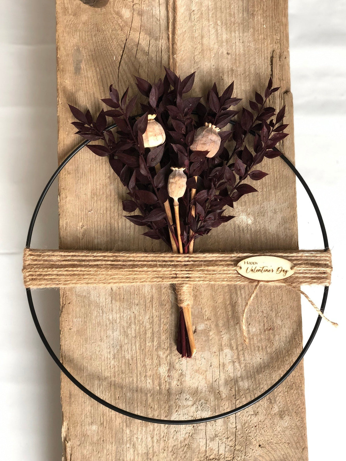 30cm Trockenblumenkranz in Rotbraun Ruskus Mohn | Wandkranz | Flower Hoop