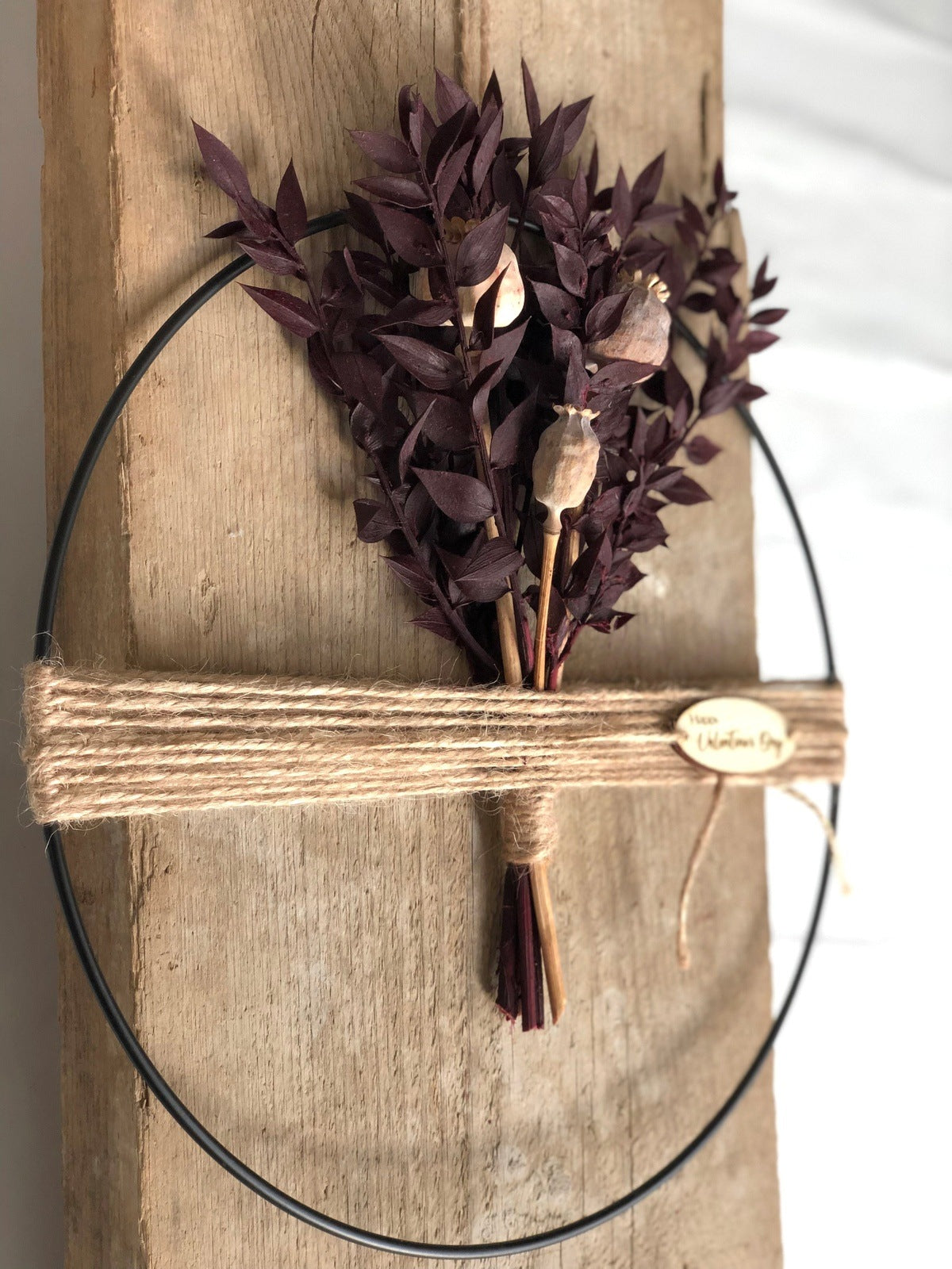 30cm Trockenblumenkranz in Rotbraun Ruskus Mohn | Wandkranz | Flower Hoop
